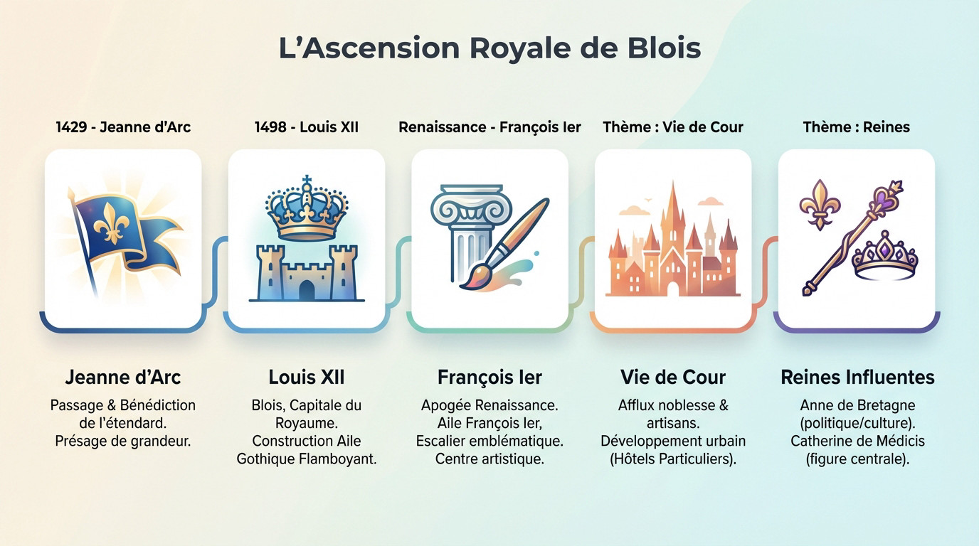 Vue architecturale illustrant l'ascension royale de Blois et son patrimoine Renaissance