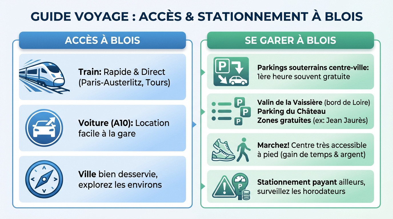 Vue sur les quais de Blois et stationnement facile pr&egrave;s du pont Jacques-Gabriel