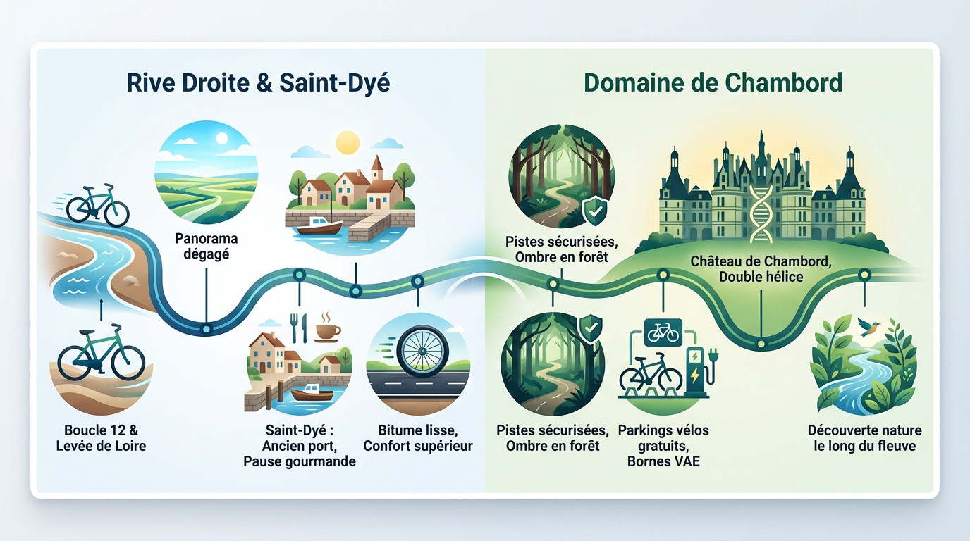 Itinéraire cyclable reliant Blois au château de Chambord via Saint-Dyé-sur-Loire