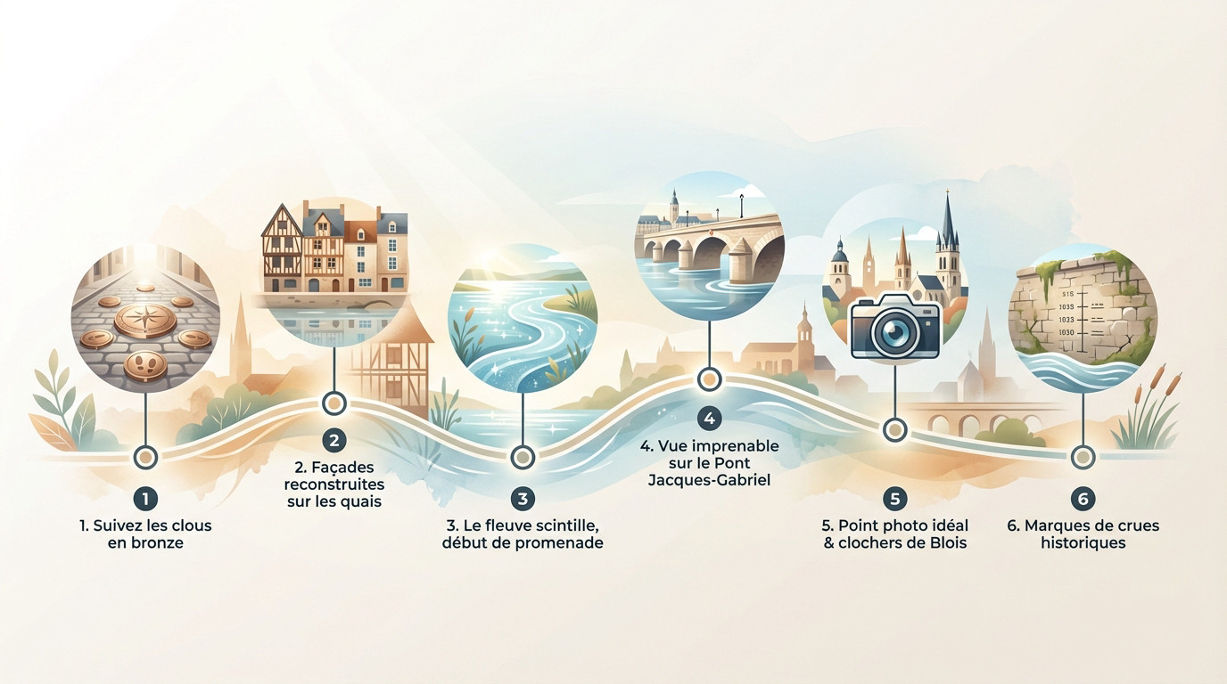 Itinéraire balisé des Flèches Saint-Nicolas dans le centre historique de Blois